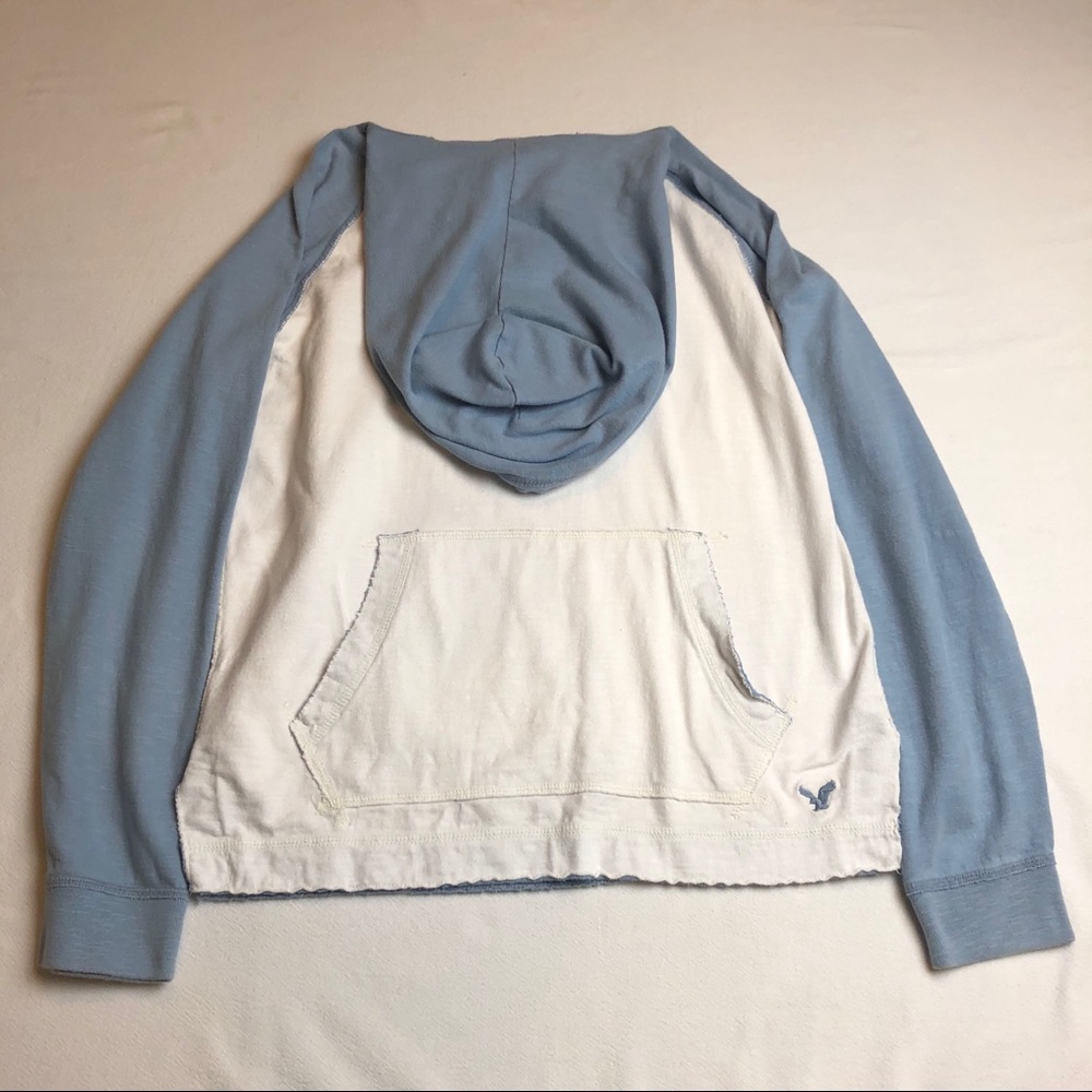 American Eagle M Hoodie Color Block Blue and White